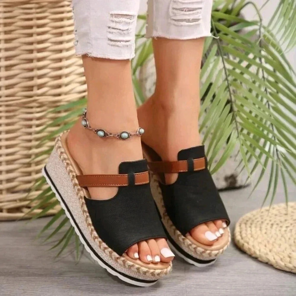 Summer New One-Piece Open Toe Fashion Women Wedge Thick-Soled Slippers - Picture 7 of 7
